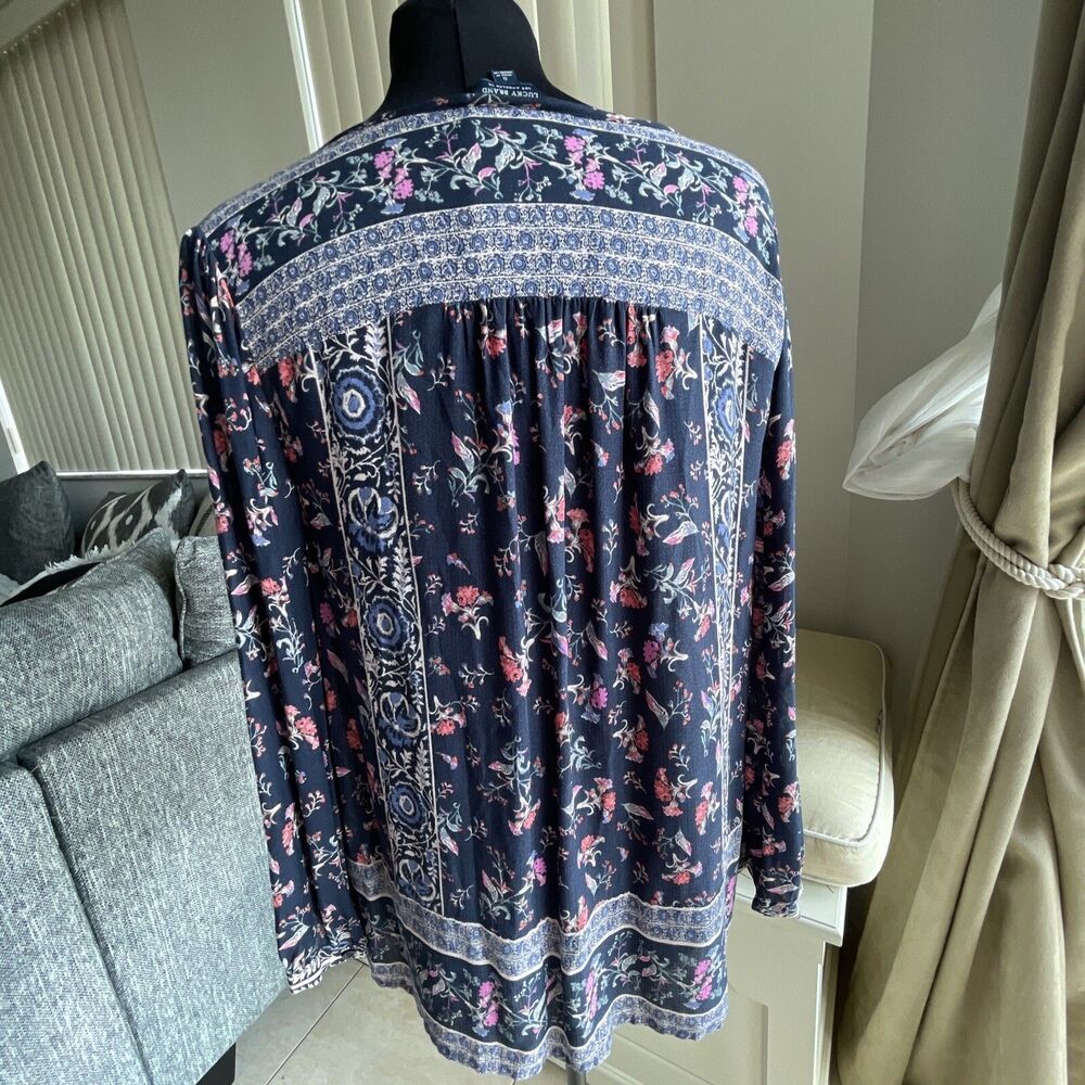 LUCKY BRAND Boho Long Sleeve Lightweight Floral Print S - Picture 4 of 8